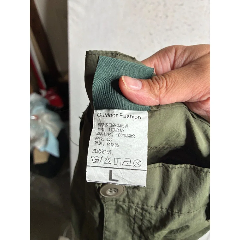 Outdoor Fashion Legendary Mens Green Cargo Pants Utility Hiking Trousers Size L